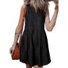 imageSidefeel Womens Denim Dress Sleeveless Casual V Neck Ruffle Mini Jean DressesBlack
