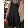 imageSidefeel Womens Denim Dress Sleeveless Casual V Neck Ruffle Mini Jean DressesBlack