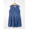 imageSidefeel Womens Denim Dress Sleeveless Casual V Neck Ruffle Mini Jean DressesBlue