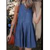imageSidefeel Womens Denim Dress Sleeveless Casual V Neck Ruffle Mini Jean DressesBlue