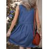 imageSidefeel Womens Denim Dress Sleeveless Casual V Neck Ruffle Mini Jean DressesBlue