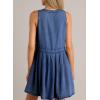 imageSidefeel Womens Denim Dress Sleeveless Casual V Neck Ruffle Mini Jean DressesBlue