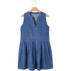 imageSidefeel Womens Denim Dress Sleeveless Casual V Neck Ruffle Mini Jean DressesBlue