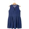 imageSidefeel Womens Denim Dress Sleeveless Casual V Neck Ruffle Mini Jean DressesDark Blue