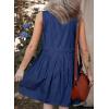 imageSidefeel Womens Denim Dress Sleeveless Casual V Neck Ruffle Mini Jean DressesDark Blue