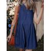 imageSidefeel Womens Denim Dress Sleeveless Casual V Neck Ruffle Mini Jean DressesDark Blue