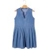 imageSidefeel Womens Denim Dress Sleeveless Casual V Neck Ruffle Mini Jean DressesLight Blue