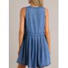 imageSidefeel Womens Denim Dress Sleeveless Casual V Neck Ruffle Mini Jean DressesLight Blue