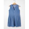 imageSidefeel Womens Denim Dress Sleeveless Casual V Neck Ruffle Mini Jean DressesLight Blue