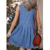 imageSidefeel Womens Denim Dress Sleeveless Casual V Neck Ruffle Mini Jean DressesLight Blue