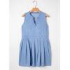 imageSidefeel Womens Denim Dress Sleeveless Casual V Neck Ruffle Mini Jean DressesSky Blue