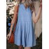 imageSidefeel Womens Denim Dress Sleeveless Casual V Neck Ruffle Mini Jean DressesSky Blue