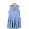 imageSidefeel Womens Denim Dress Sleeveless Casual V Neck Ruffle Mini Jean DressesSky Blue