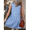 imageSidefeel Womens Denim Dress Sleeveless Casual V Neck Ruffle Mini Jean DressesSky Blue
