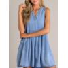 imageSidefeel Womens Denim Dress Sleeveless Casual V Neck Ruffle Mini Jean DressesSky Blue