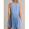 imageSidefeel Womens Denim Dress Sleeveless Casual V Neck Ruffle Mini Jean DressesSky Blue