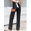 imageSidefeel Womens Jeans High Waisted Straight Leg Stretchy Jeans Trendy Welt Pockets Loose Wide Leg Zimbaplatinum Denim PantsBlack