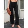 imageSidefeel Womens Jeans High Waisted Straight Leg Stretchy Jeans Trendy Welt Pockets Loose Wide Leg Zimbaplatinum Denim PantsBlack