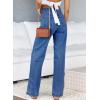 imageSidefeel Womens Jeans High Waisted Straight Leg Stretchy Jeans Trendy Welt Pockets Loose Wide Leg Zimbaplatinum Denim PantsBlue
