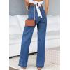 imageSidefeel Womens Jeans High Waisted Straight Leg Stretchy Jeans Trendy Welt Pockets Loose Wide Leg Zimbaplatinum Denim PantsBluing
