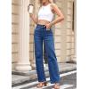 imageSidefeel Womens Jeans High Waisted Straight Leg Stretchy Jeans Trendy Welt Pockets Loose Wide Leg Zimbaplatinum Denim PantsBluing