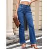 imageSidefeel Womens Jeans High Waisted Straight Leg Stretchy Jeans Trendy Welt Pockets Loose Wide Leg Zimbaplatinum Denim PantsBluing