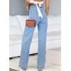 imageSidefeel Womens Jeans High Waisted Straight Leg Stretchy Jeans Trendy Welt Pockets Loose Wide Leg Zimbaplatinum Denim PantsIceland Blue