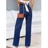 imageSidefeel Womens Jeans High Waisted Straight Leg Stretchy Jeans Trendy Welt Pockets Loose Wide Leg Zimbaplatinum Denim PantsNavy Blue