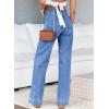 imageSidefeel Womens Jeans High Waisted Straight Leg Stretchy Jeans Trendy Welt Pockets Loose Wide Leg Zimbaplatinum Denim PantsSky Blue