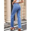 imageSidefeel Womens Jeans High Waisted Straight Leg Stretchy Jeans Trendy Welt Pockets Loose Wide Leg Zimbaplatinum Denim PantsSky Blue