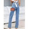 imageSidefeel Womens Jeans High Waisted Straight Leg Stretchy Jeans Trendy Welt Pockets Loose Wide Leg Zimbaplatinum Denim PantsWashed Light Blue