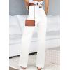 imageSidefeel Womens Jeans High Waisted Straight Leg Stretchy Jeans Trendy Welt Pockets Loose Wide Leg Zimbaplatinum Denim PantsWhite