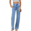 imageSidefeel Womens Jeans High Waisted Straight Leg Stretchy Jeans Trendy Welt Pockets Loose Wide Leg Zimbaplatinum Denim PantsWashed Light Blue