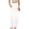 imageSidefeel Womens Jeans High Waisted Straight Leg Stretchy Jeans Trendy Welt Pockets Loose Wide Leg Zimbaplatinum Denim PantsWhite