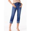 imageSidefeel Womens Capri Jeans High Waisted Stretchy Rollup Skinny Cuffed Cropped Zimbaplatinum Denim PantsDark Blue