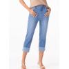 imageSidefeel Womens Capri Jeans High Waisted Stretchy Rollup Skinny Cuffed Cropped Zimbaplatinum Denim PantsLight Blue
