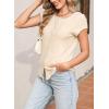 imageSidefeel Womens Going Out Tops Summer Short Sleeve Cardigans Button Down Crewneck Lightweight Sweater Knit TopsBeige