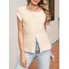 imageSidefeel Womens Going Out Tops Summer Short Sleeve Cardigans Button Down Crewneck Lightweight Sweater Knit TopsBeige