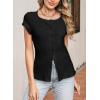 imageSidefeel Womens Going Out Tops Summer Short Sleeve Cardigans Button Down Crewneck Lightweight Sweater Knit TopsBlack