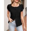 imageSidefeel Womens Going Out Tops Summer Short Sleeve Cardigans Button Down Crewneck Lightweight Sweater Knit TopsBlack