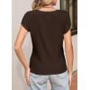 imageSidefeel Womens Going Out Tops Summer Short Sleeve Cardigans Button Down Crewneck Lightweight Sweater Knit TopsDark Brown
