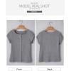 imageSidefeel Womens Going Out Tops Summer Short Sleeve Cardigans Button Down Crewneck Lightweight Sweater Knit TopsLight Grey