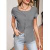 imageSidefeel Womens Going Out Tops Summer Short Sleeve Cardigans Button Down Crewneck Lightweight Sweater Knit TopsLight Grey