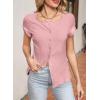 imageSidefeel Womens Going Out Tops Summer Short Sleeve Cardigans Button Down Crewneck Lightweight Sweater Knit TopsPink
