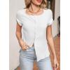 imageSidefeel Womens Going Out Tops Summer Short Sleeve Cardigans Button Down Crewneck Lightweight Sweater Knit TopsWhite