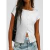 imageSidefeel Womens Going Out Tops Summer Short Sleeve Cardigans Button Down Crewneck Lightweight Sweater Knit TopsWhite