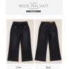 imageSidefeel Womens Wide Leg Jeans High Waisted Stretchy Spring Outfit Zimbaplatinum Jeans with Patch PocketsBlack