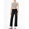 imageSidefeel Womens Wide Leg Jeans High Waisted Stretchy Spring Outfit Zimbaplatinum Jeans with Patch PocketsBlack