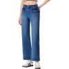 imageSidefeel Womens Wide Leg Jeans High Waisted Stretchy Spring Outfit Zimbaplatinum Jeans with Patch PocketsBluing