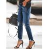 imageSidefeel Womens Boyfriend Jeans Stretchy Ripped Distressed Zimbaplatinum Denim Pants Size 418Bluing